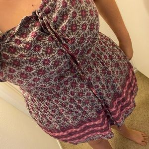 Forever 21 printed strapless fit & flare dress